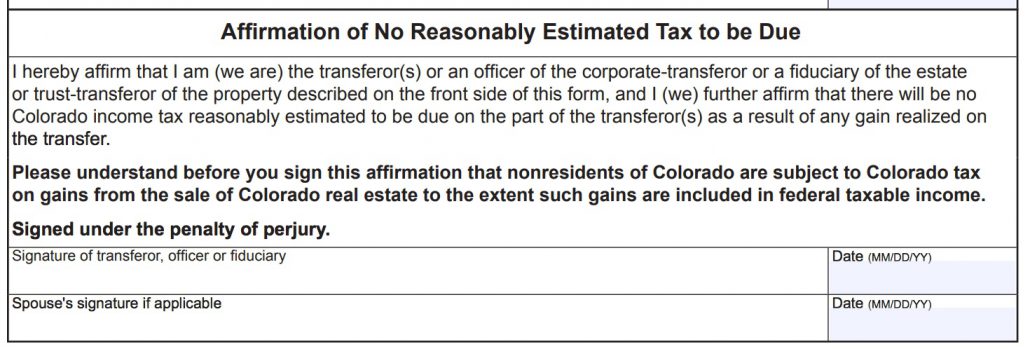 Colorado 2% Tax for Out of State Real Estate Sellers