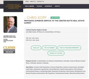 Chris Kopf Earns Institute for Luxury Home Marketing Awards