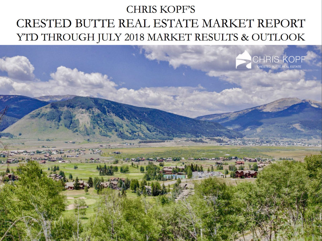 AUGUST 2018 Crested Butte Real Estate Market Report